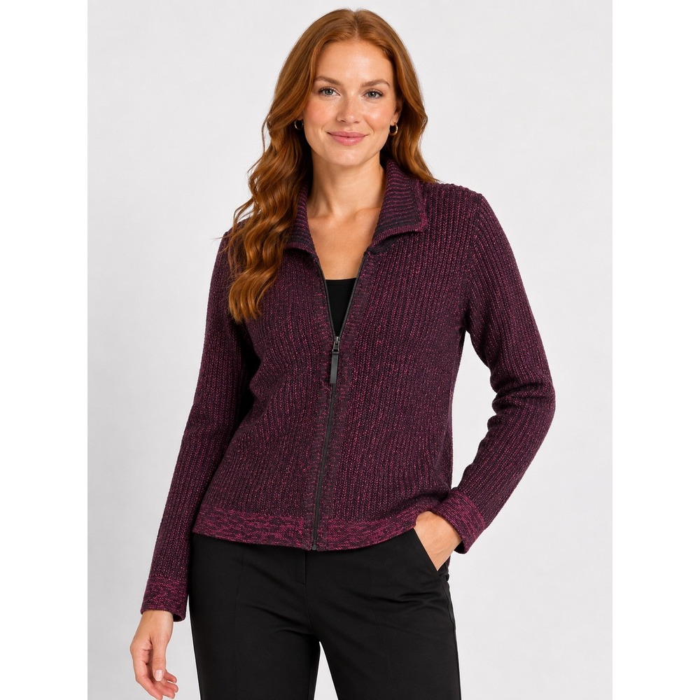 Christopher & Banks Marled Knit Zip Cardigan Sweater Medium
